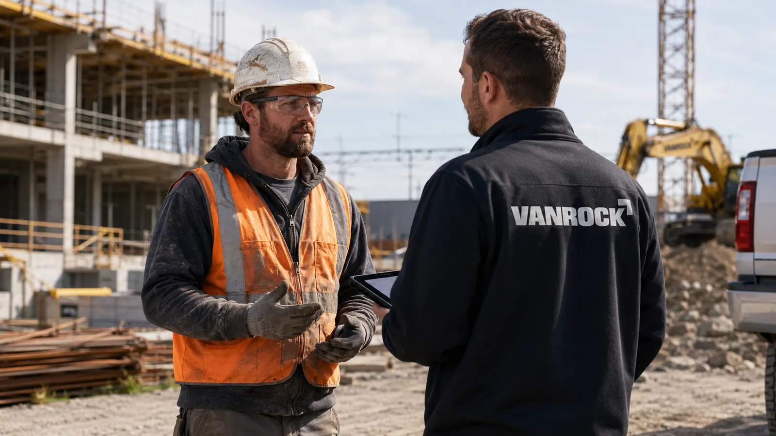 VANROCK representative with a customer on a job site