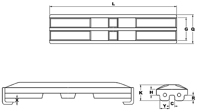 Clip-on rubber pads — Dimension reference